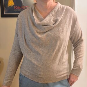 Club Monaco Cashmere Sweater Cowl Neck, 100% Cash. Light Beige Color Sz Womens L